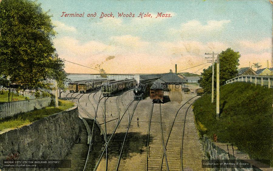 Postcard: Terminal and Dock, Woods Hole, Massachusetts